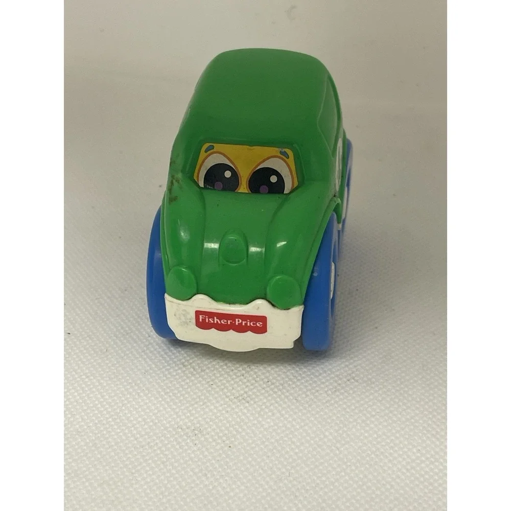 VINTAGE 1999 FISHER-PRICE TODDLER #1 GREEN PUSH ROLL CAR  RATTLE MCDONALDS (SC20